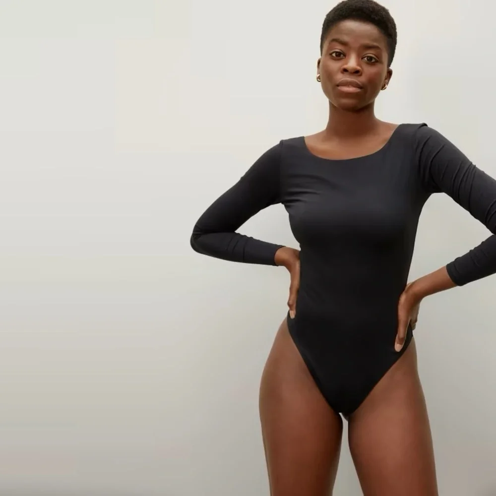 Everlane The Long-Sleeve Ballet Bodysuit in black NWT - Picture 1 of 6